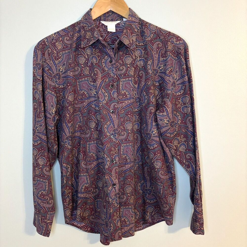 Brooks Brothers Vintage Womens Shirt Size 8 Paisley Dark Academia Art Preppy
